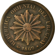 Moneta, Uruguay, 2 Centesimos, 1869, Uruguay Mint, Paris, Berlin, Vienna, BB