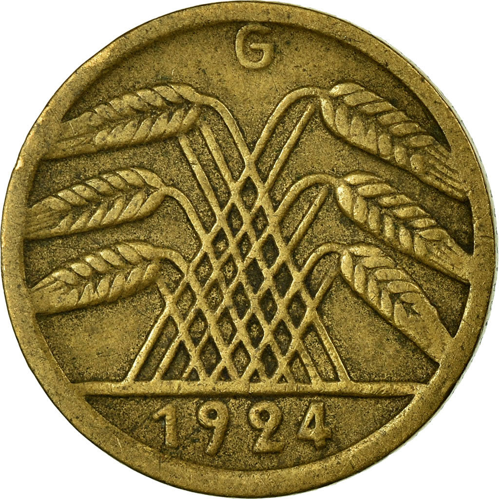 Coin, GERMANY, WEIMAR REPUBLIC, 5 Rentenpfennig, 1924, Karlsruhe, VF(30-35)