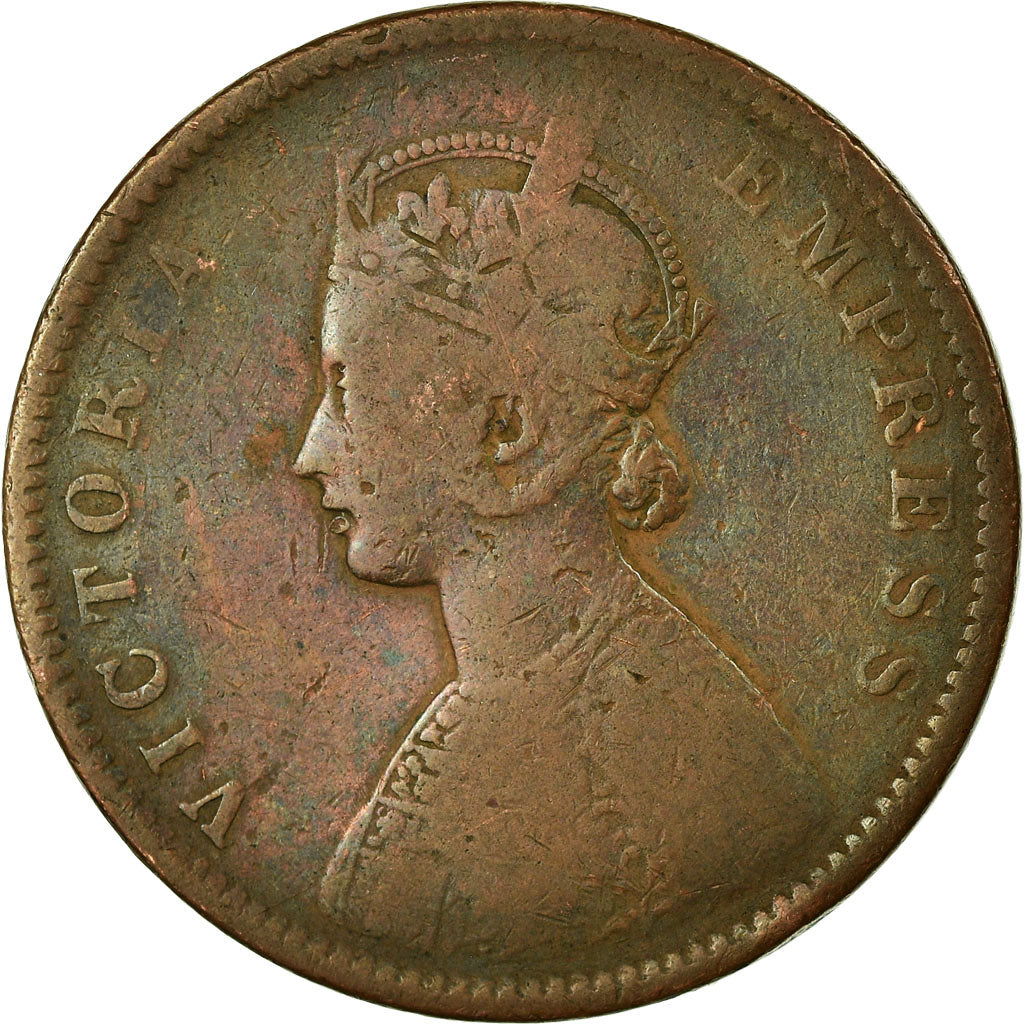 Coin, INDIA-BRITISH, Victoria, 1/2 Anna, 1877, VF(20-25), Copper, KM:487