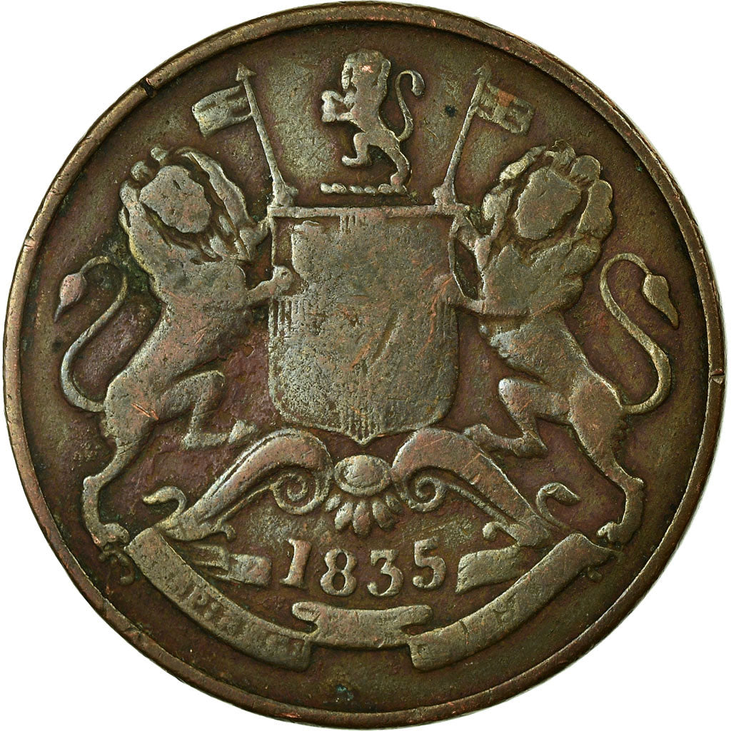 Coin, INDIA-BRITISH, 1/2 Anna, 1835, VF(30-35), Copper, KM:447.1