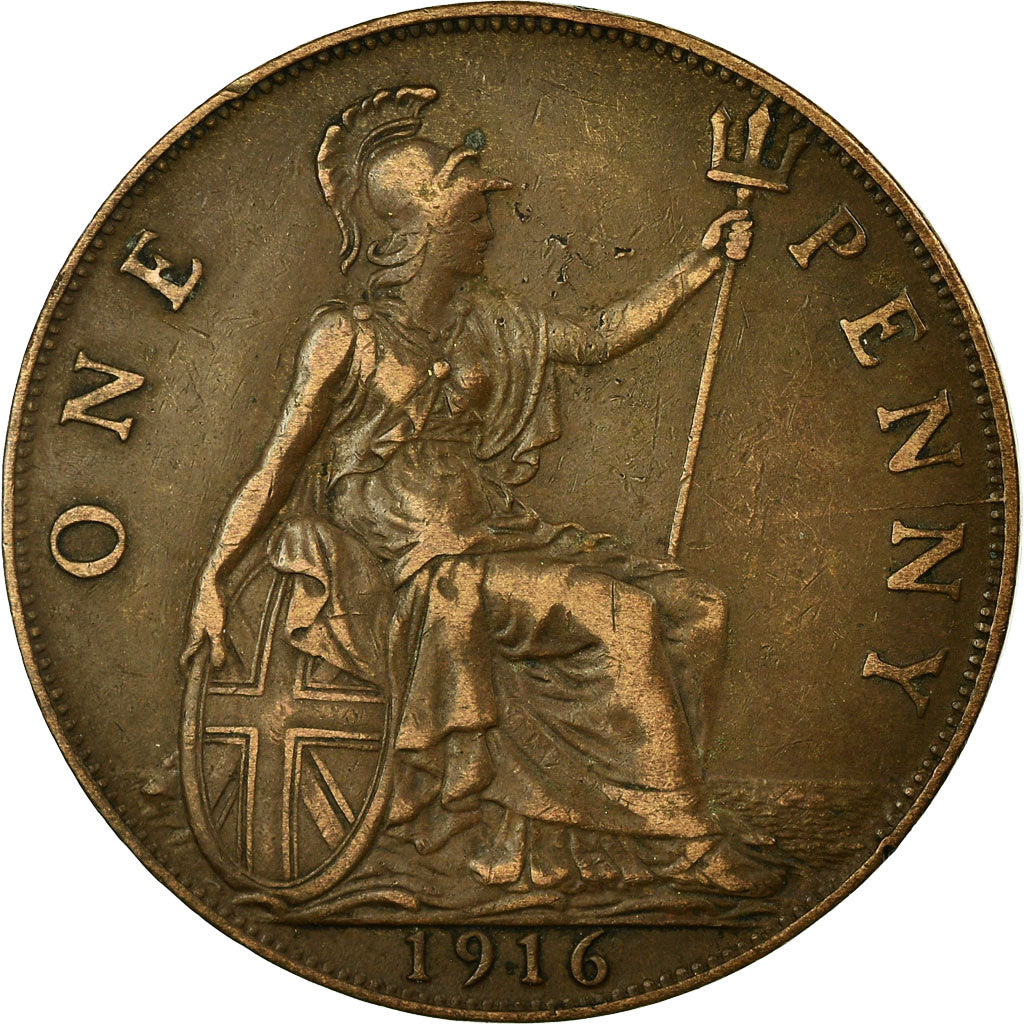 Coin, Great Britain, George V, Penny, 1916, VF(30-35), Bronze, KM:810