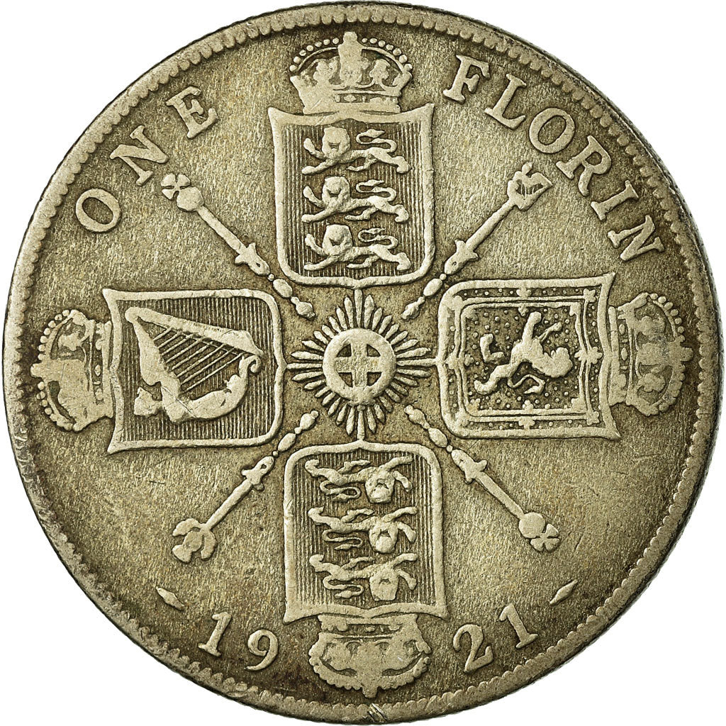 Coin, Great Britain, George V, Florin, Two Shillings, 1921, VF(30-35), Silver