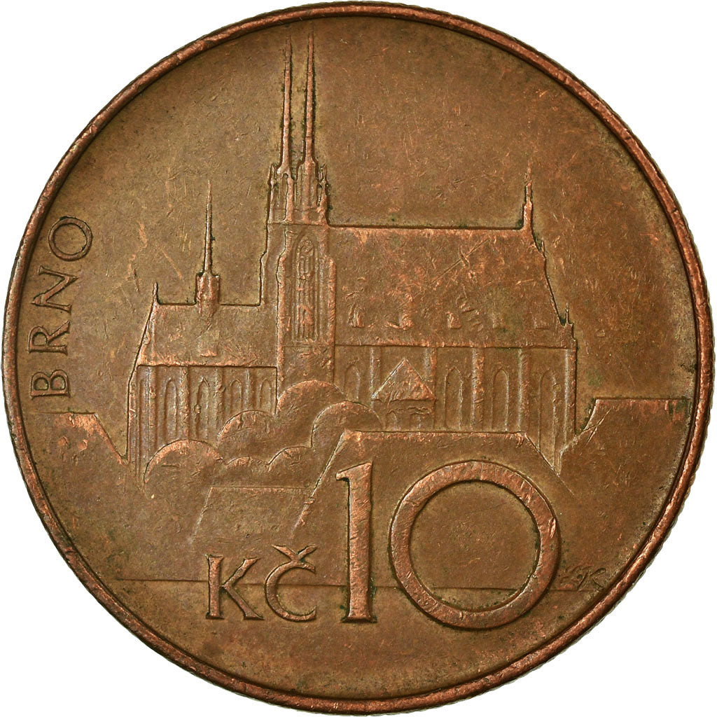 Coin, Czech Republic, 10 Korun, 1993, VF(30-35), Copper Plated Steel, KM:4
