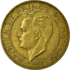 Coin, Monaco, Rainier III, 20 Francs, Vingt, 1951, VF(30-35), Aluminum-Bronze