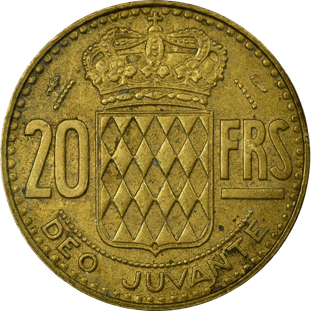 Coin, Monaco, Rainier III, 20 Francs, Vingt, 1951, VF(30-35), Aluminum-Bronze