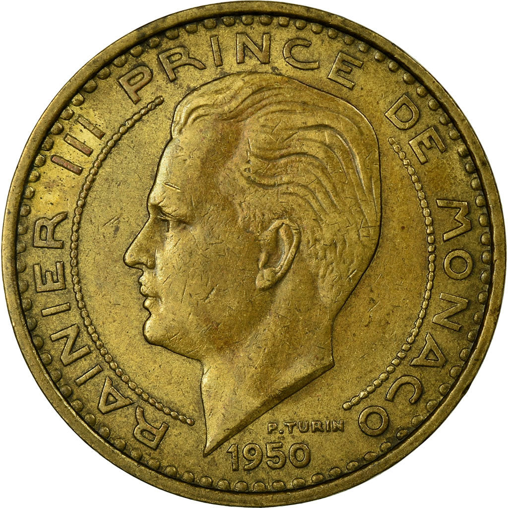 Coin, Monaco, Rainier III, 50 Francs, Cinquante, 1950, VF(30-35)