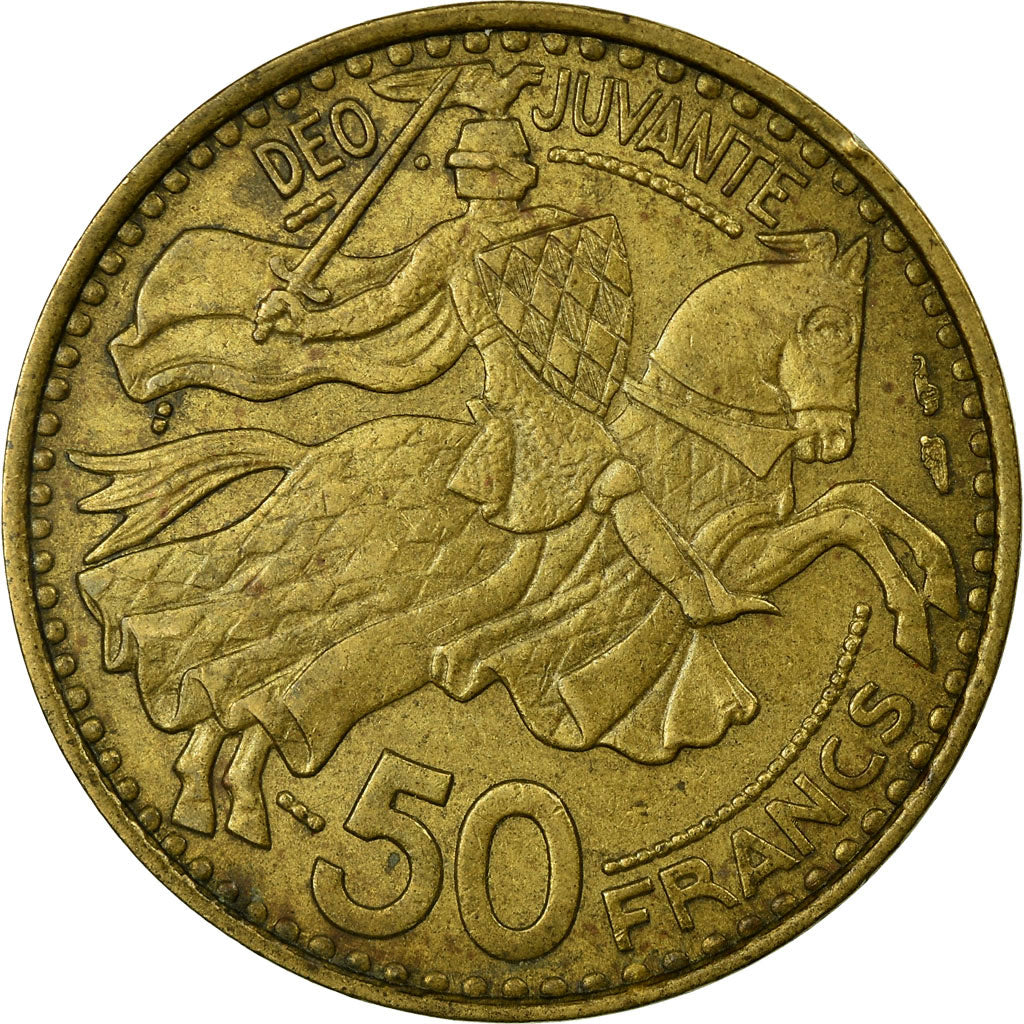Coin, Monaco, Rainier III, 50 Francs, Cinquante, 1950, VF(30-35)