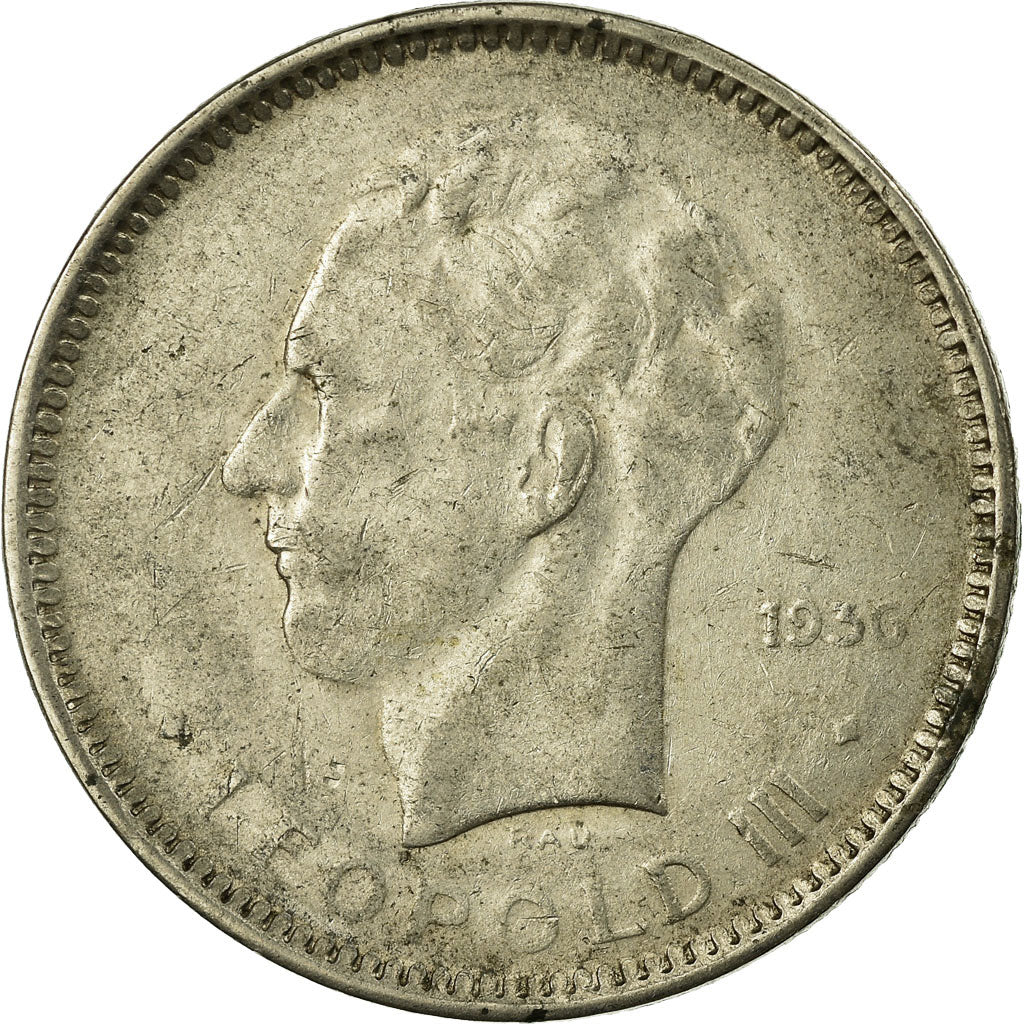 Coin, Belgium, 5 Francs, 5 Frank, 1936, VF(30-35), Nickel, KM:109.1
