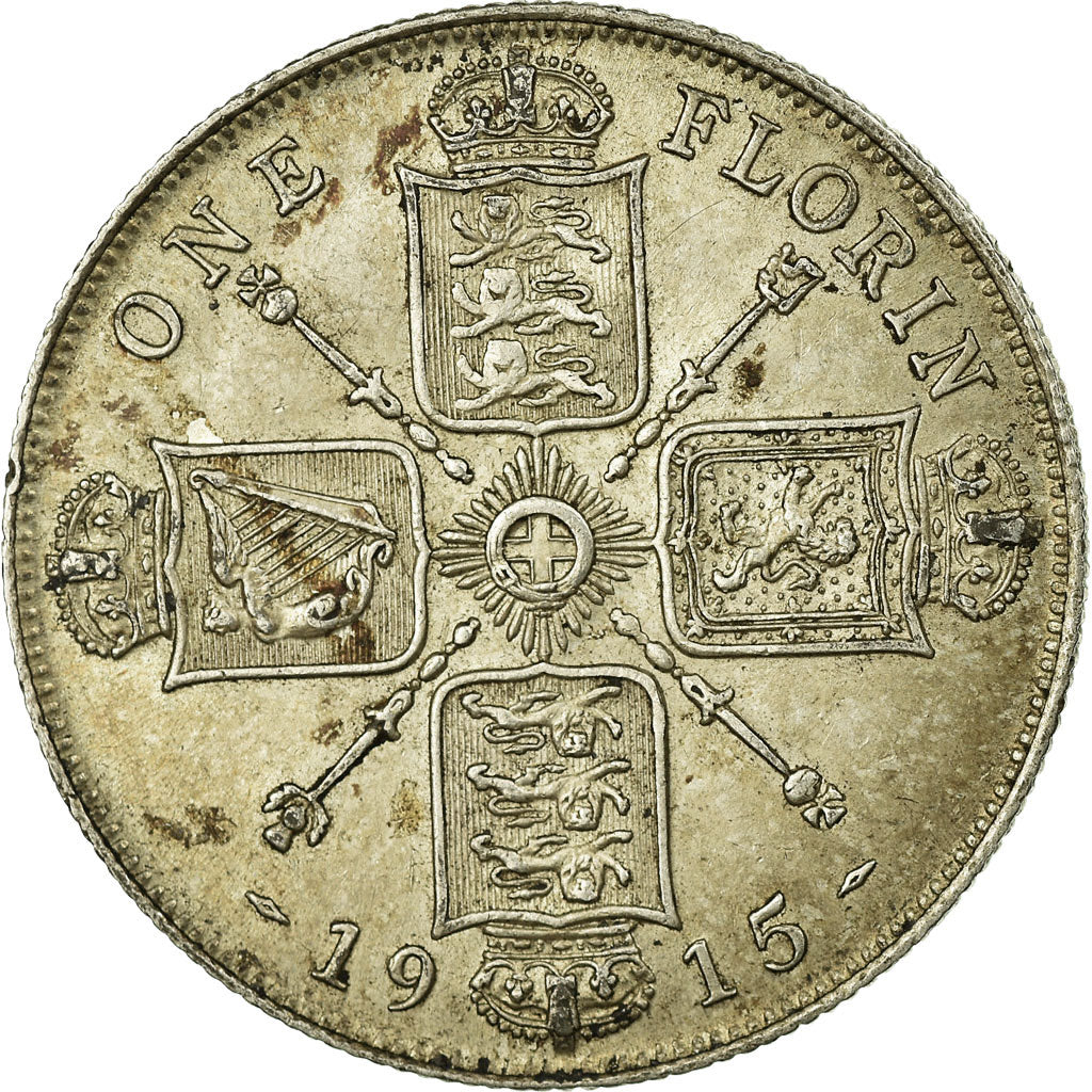 Coin, Great Britain, George V, Florin, Two Shillings, 1915, VF(20-25), Silver