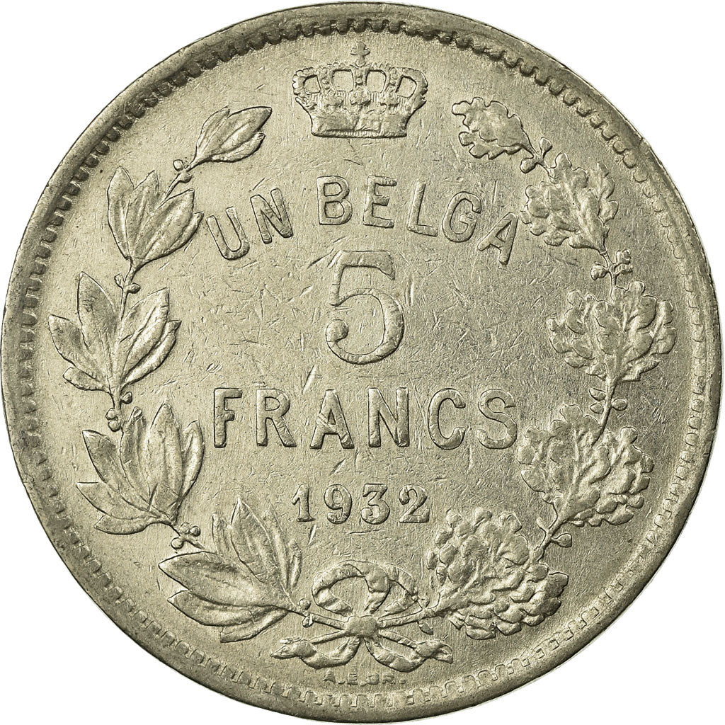 Coin, Belgium, 5 Francs, 5 Frank, 1932, EF(40-45), Nickel, KM:97.1
