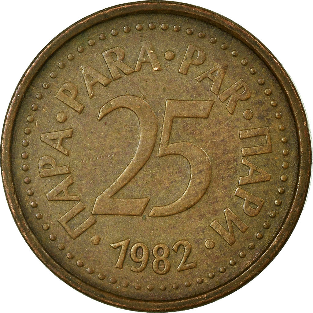 Moneta, Iugoslavia, 25 Para, 1982, MB+, Bronzo, KM:84