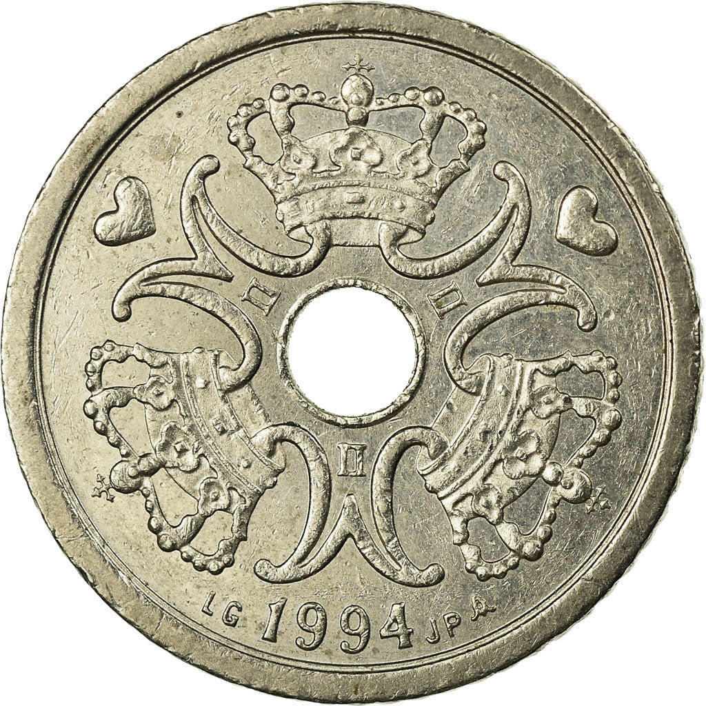 Coin, Denmark, Margrethe II, Krone, 1994, Copenhagen, EF(40-45), Copper-nickel