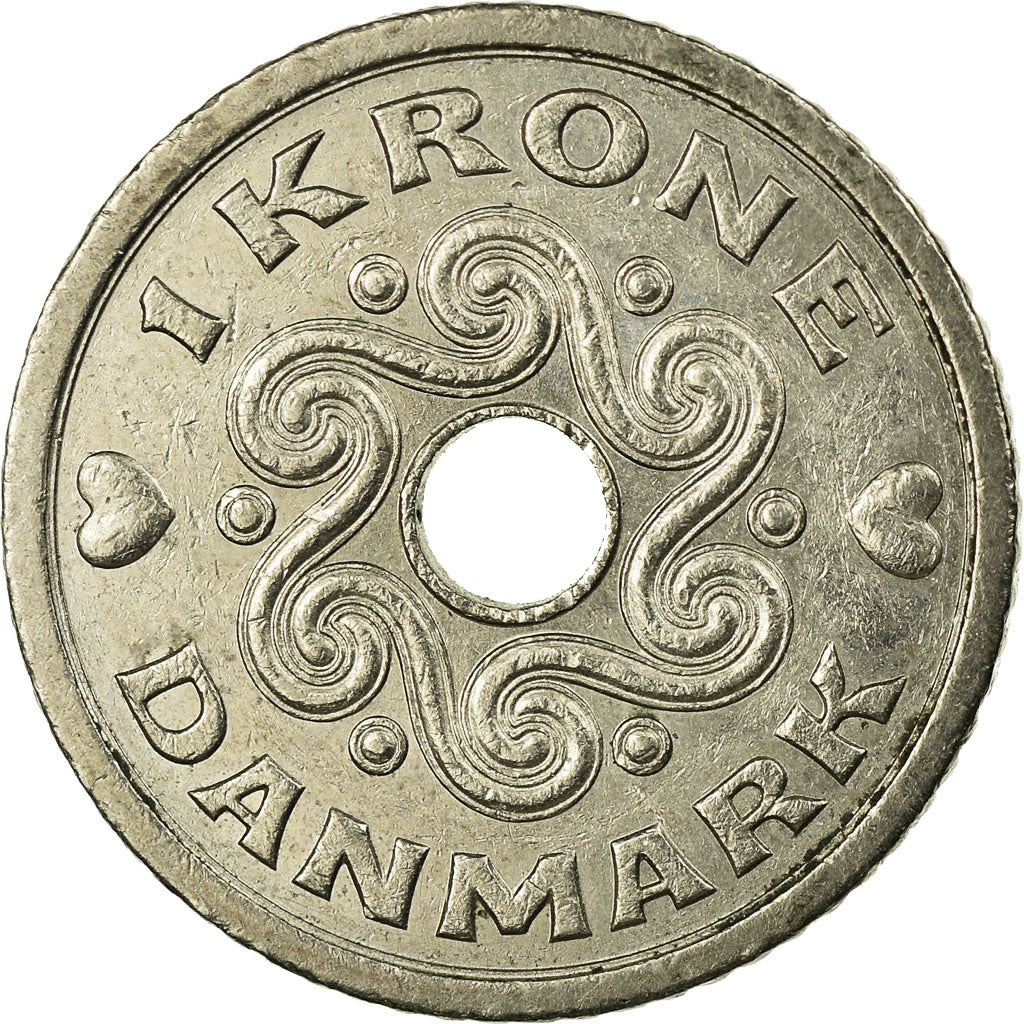 Coin, Denmark, Margrethe II, Krone, 1994, Copenhagen, EF(40-45), Copper-nickel