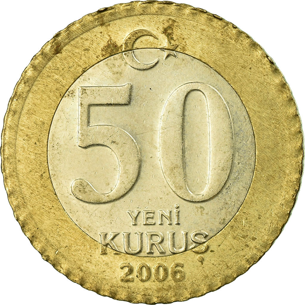 Monnaie, Turquie, 50 New Kurus, 2006, Istanbul, TB+, Bi-Metallic, KM:1168