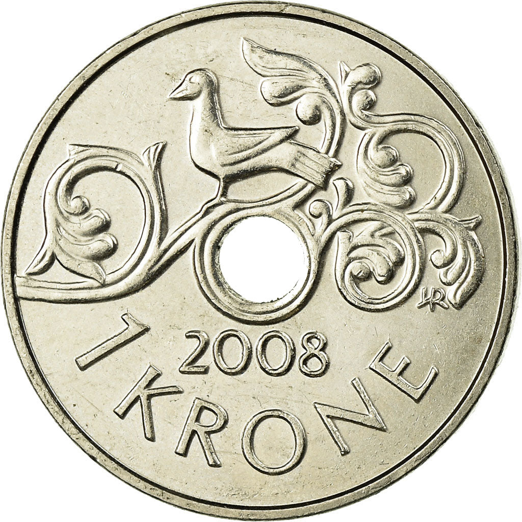 Moneda, Noruega, Harald V, Krone, 2008, MBC, Cobre - níquel, KM:462