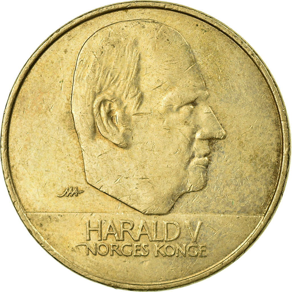 Coin, Norway, Harald V, 20 Kroner, 2001, VF(30-35), Nickel-brass, KM:453
