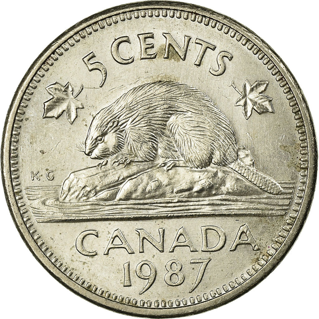 Coin, Canada, Elizabeth II, 5 Cents, 1987, Royal Canadian Mint, Ottawa