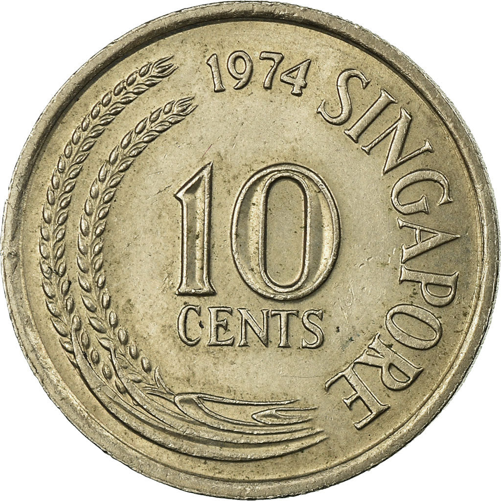 Moneta, Singapore, 10 Cents, 1974, Singapore Mint, MB+, Rame-nichel, KM:3
