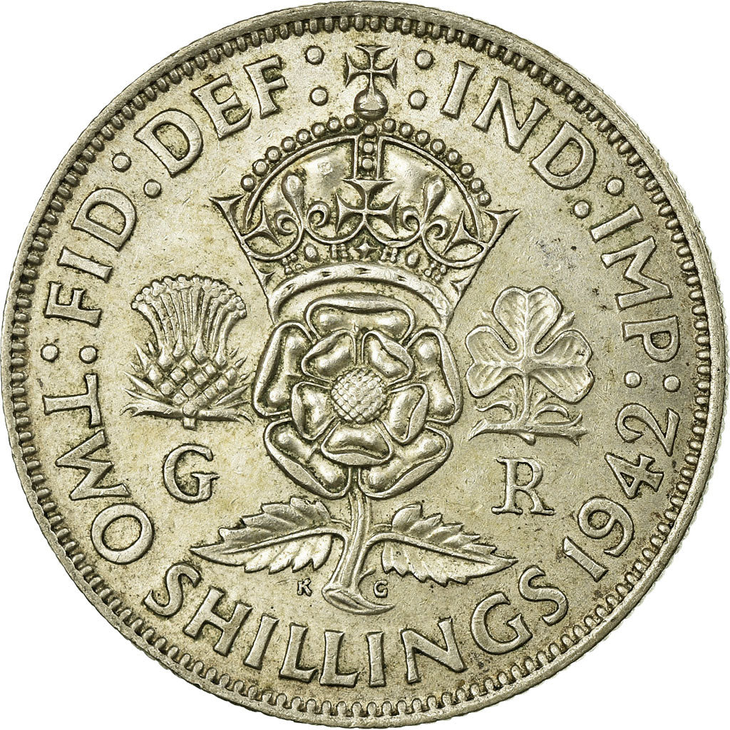 Coin, Great Britain, George VI, Florin, Two Shillings, 1942, EF(40-45), Silver