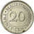 Coin, Mauritius, 20 Cents, 1990, VF(30-35), Nickel plated steel, KM:53