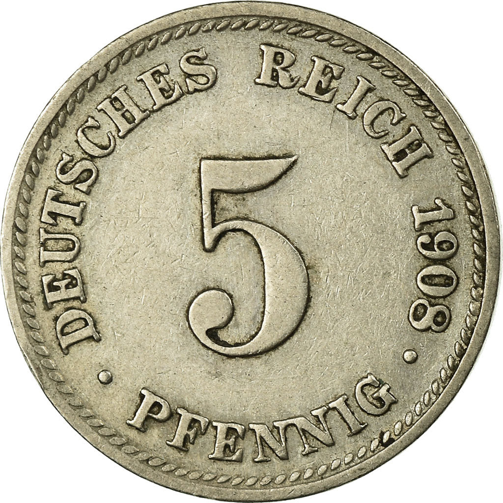 Münze, GERMANY - EMPIRE, Wilhelm II, 5 Pfennig, 1908, Munich, S+