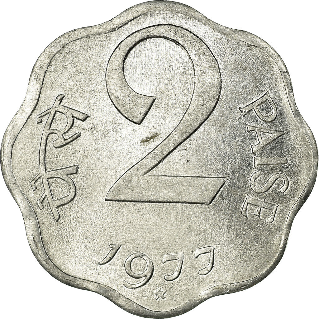 Münze, INDIA-REPUBLIC, 2 Paise, 1977, S+, Aluminium, KM:13.4