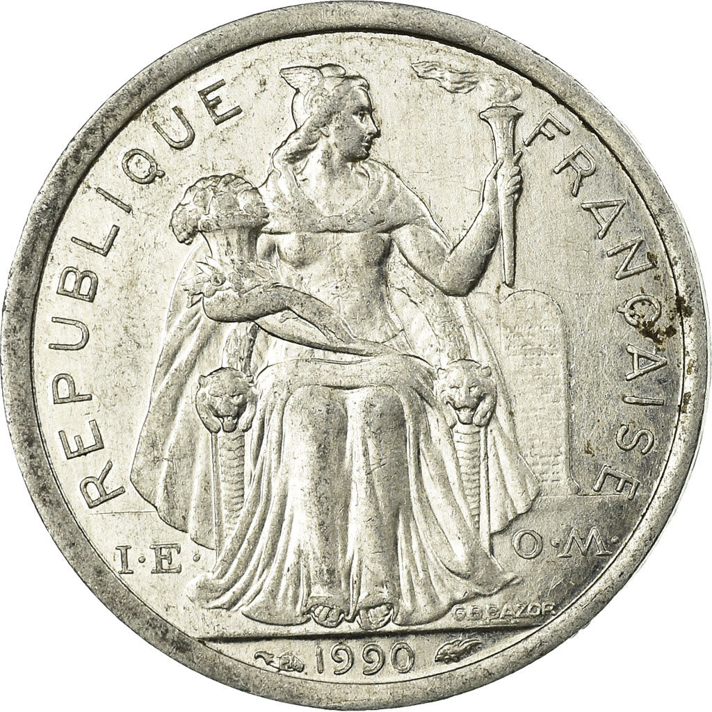 Coin, New Caledonia, Franc, 1990, Paris, EF(40-45), Aluminum, KM:10