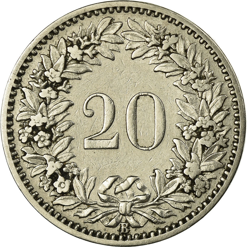 Coin, Switzerland, 20 Rappen, 1896, Bern, EF(40-45), Nickel, KM:29