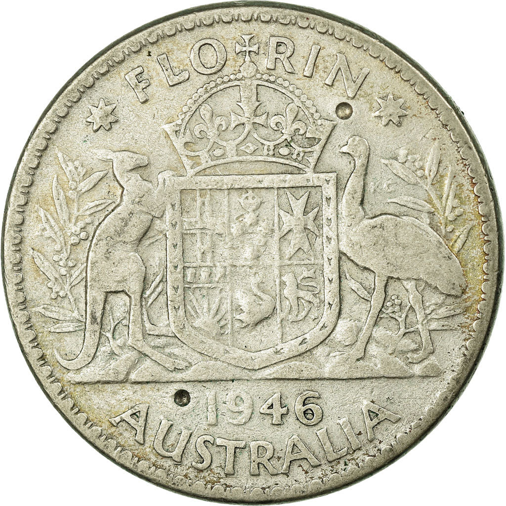 Coin, Australia, George VI, Florin, 1946, Melbourne, VF(30-35), Silver, KM:40a