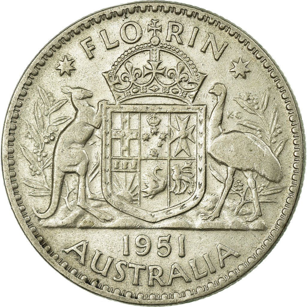 Coin, Australia, George VI, Florin, 1951, Melbourne, EF(40-45), Silver, KM:48