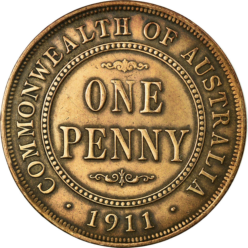 Coin, Australia, George V, Penny, 1911, Melbourne, EF(40-45), Bronze, KM:23