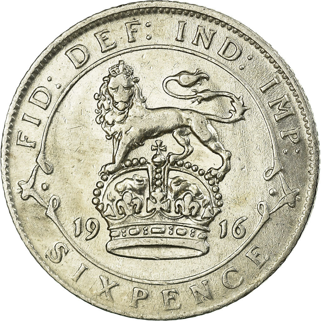 Coin, Great Britain, George V, 6 Pence, 1916, EF(40-45), Silver, KM:815