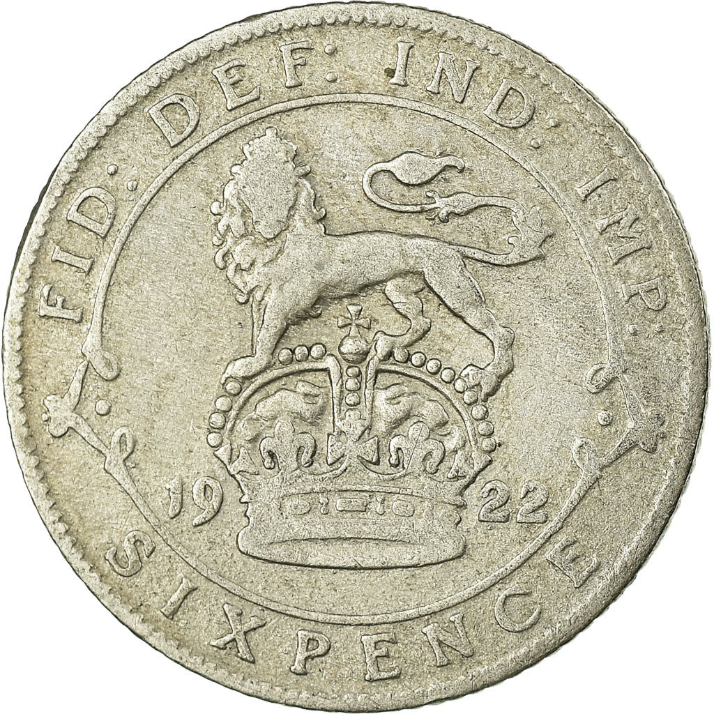 Coin, Great Britain, George V, 6 Pence, 1922, EF(40-45), Silver, KM:815a.1