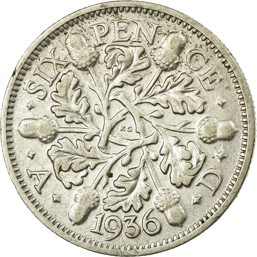 Coin, Great Britain, George V, 6 Pence, 1936, EF(40-45), Silver, KM:832