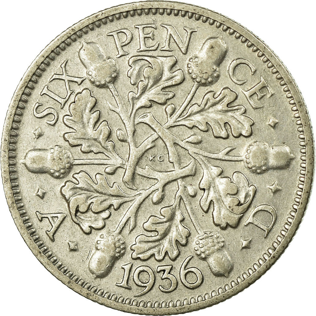 Coin, Great Britain, George V, 6 Pence, 1936, EF(40-45), Silver, KM:832