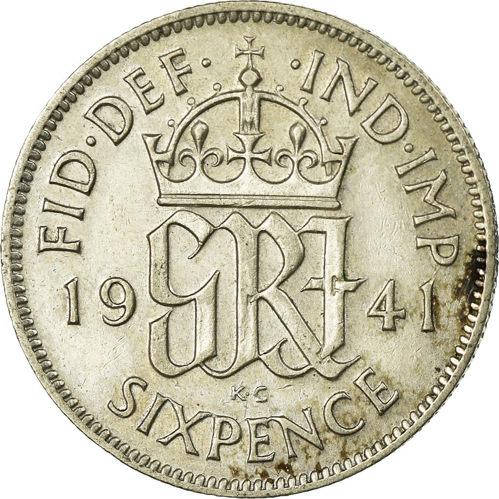 Coin, Great Britain, George VI, 6 Pence, 1941, EF(40-45), Silver, KM:852