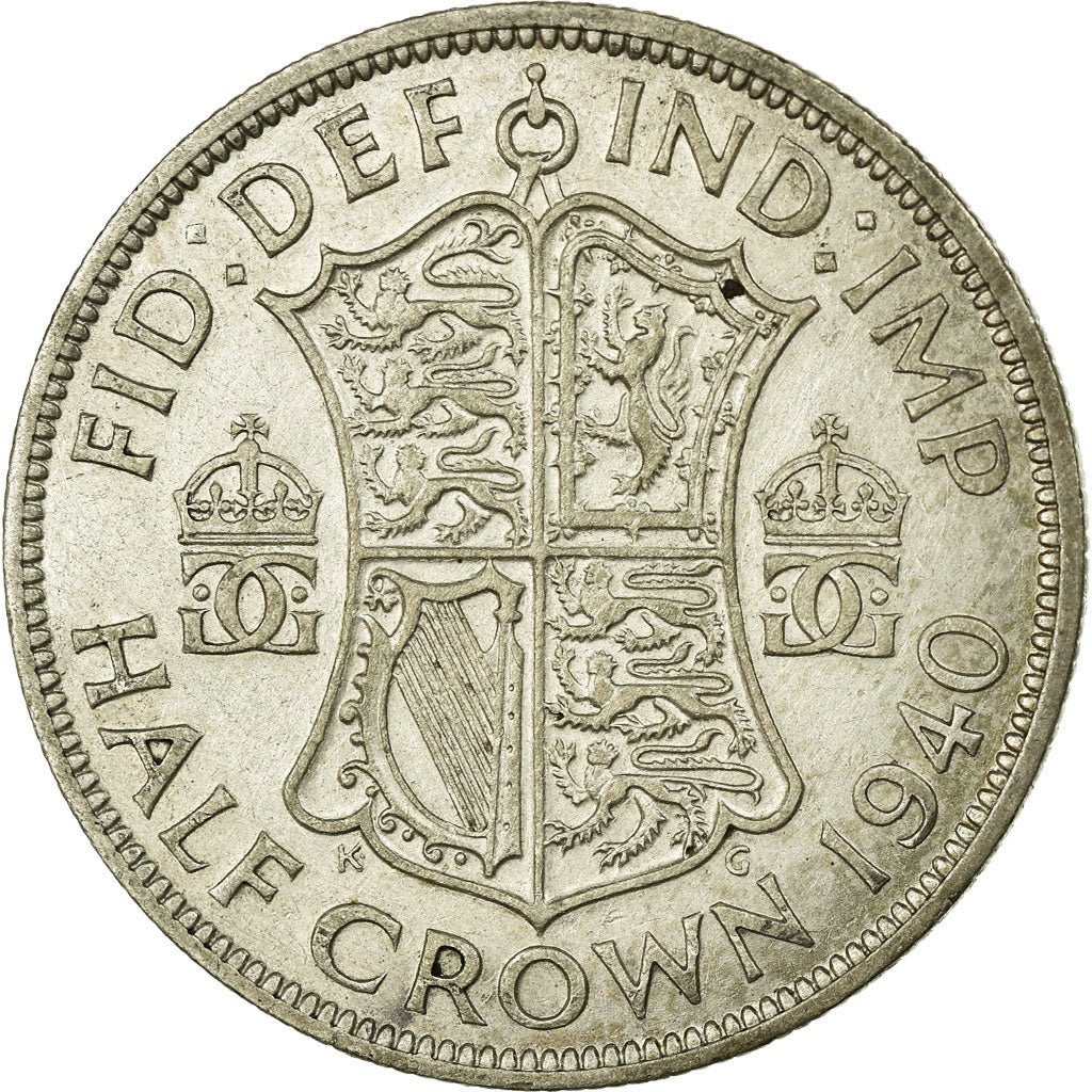 Coin, Great Britain, George VI, 1/2 Crown, 1940, VF(30-35), Silver, KM:856
