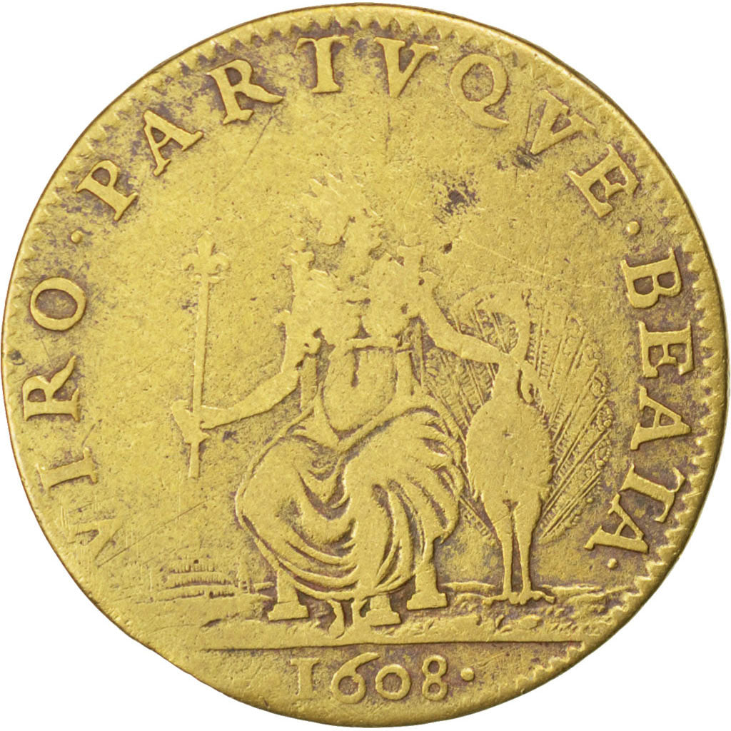 France, Royal, Token, EF(40-45), Copper, 28, Feuardent #11925, 6.20