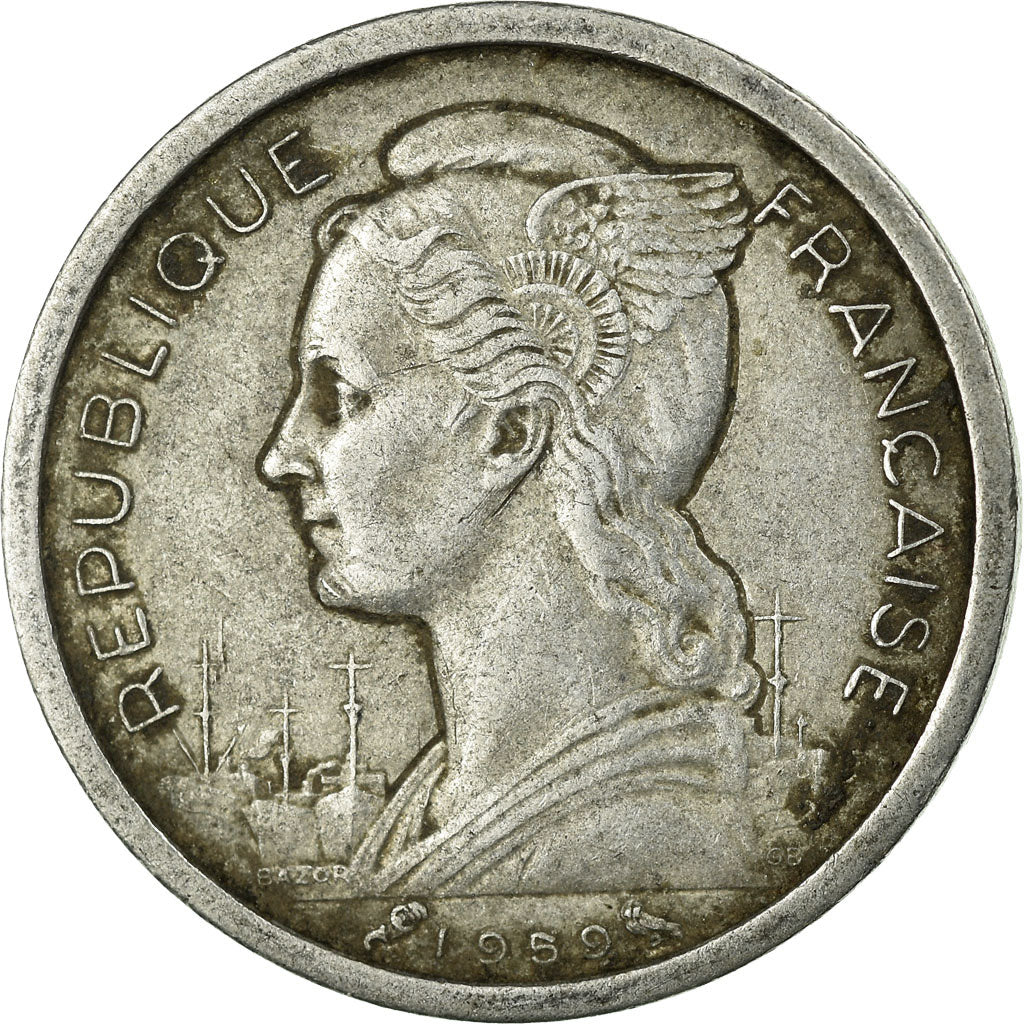Moneda, Somalia francesa, Franc, 1959, Paris, BC+, Aluminio, KM:8