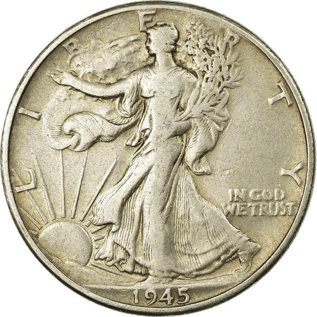Coin, United States, Walking Liberty Half Dollar, Half Dollar, 1945, U.S. Mint