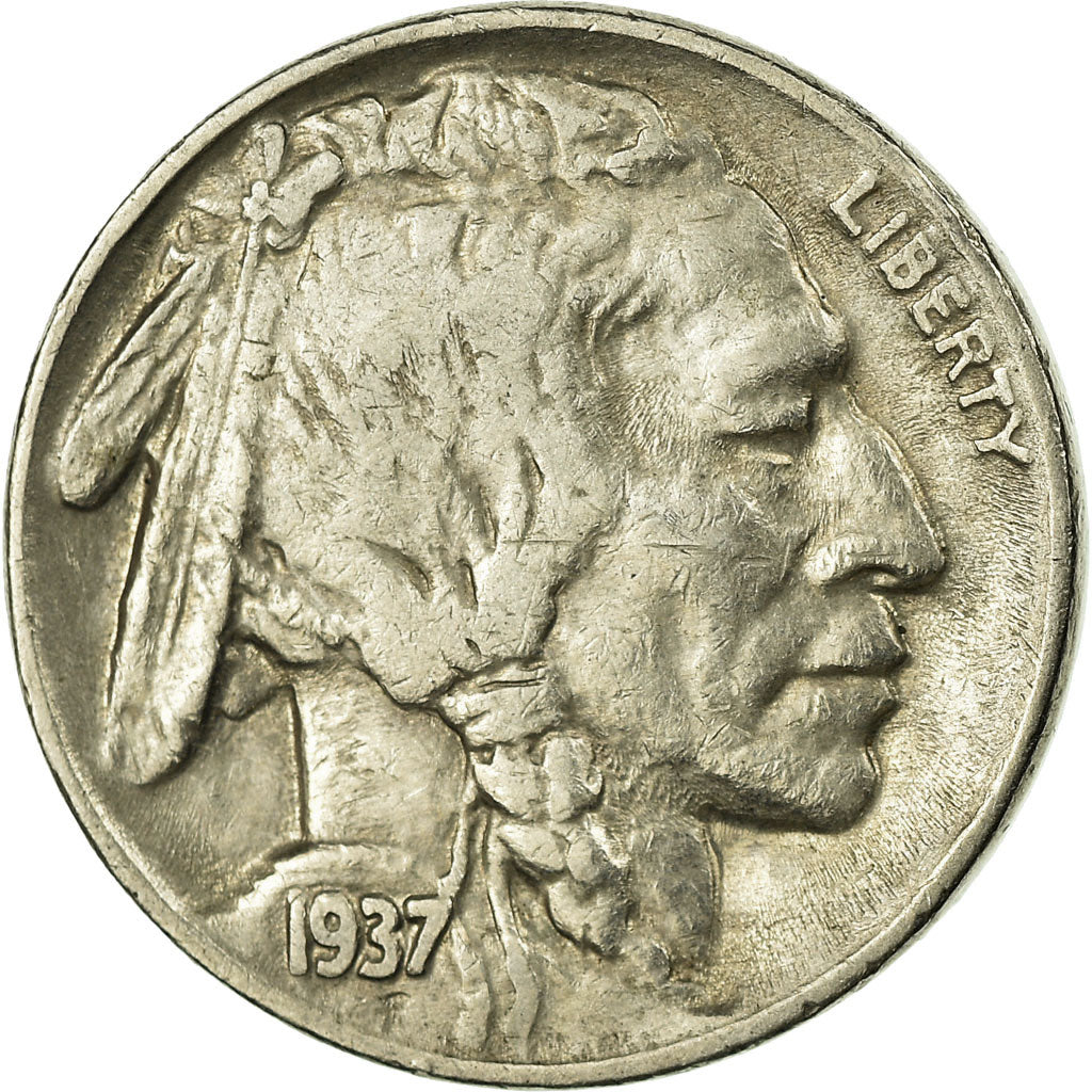Moneta, USA, Buffalo Nickel, 5 Cents, 1937, U.S. Mint, Philadelphia, VF(30-35)