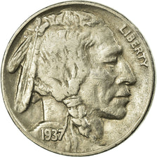 Moneta, USA, Buffalo Nickel, 5 Cents, 1937, U.S. Mint, Philadelphia, VF(30-35)