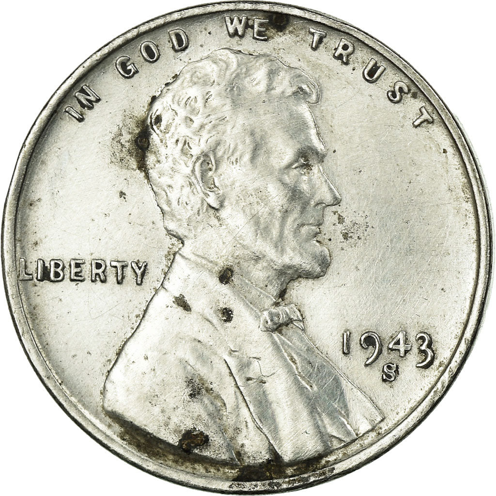 Coin, United States, Lincoln Cent, Cent, 1943, U.S. Mint, San Francisco