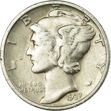 Coin, United States, Mercury Dime, Dime, 1937, U.S. Mint, Philadelphia
