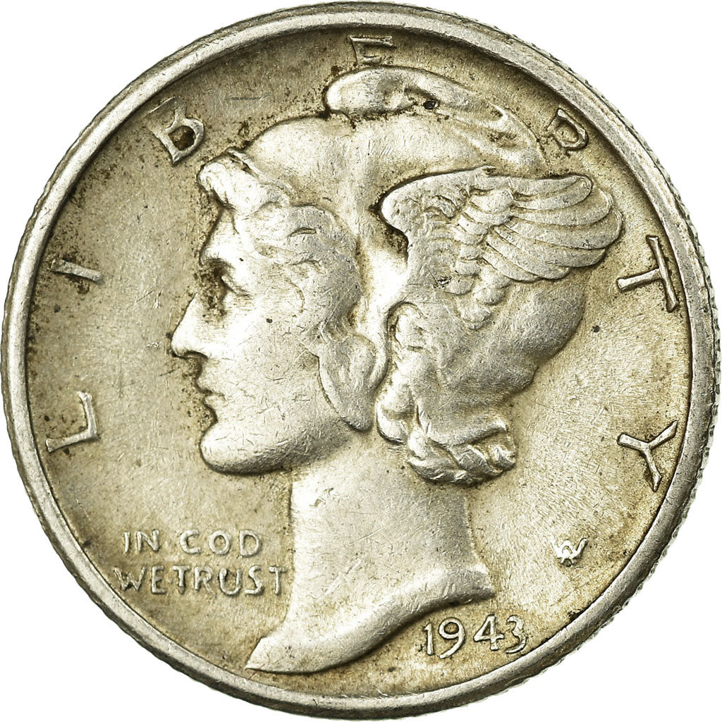 Coin, United States, Mercury Dime, Dime, 1943, U.S. Mint, San Francisco