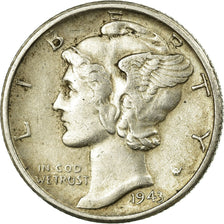 Coin, United States, Mercury Dime, Dime, 1943, U.S. Mint, San Francisco
