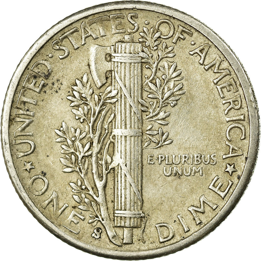 Coin, United States, Mercury Dime, Dime, 1943, U.S. Mint, San Francisco