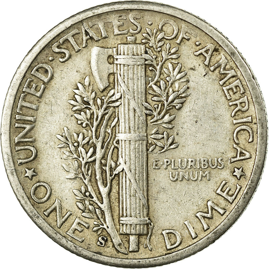 Coin, United States, Mercury Dime, Dime, 1943, U.S. Mint, San Francisco