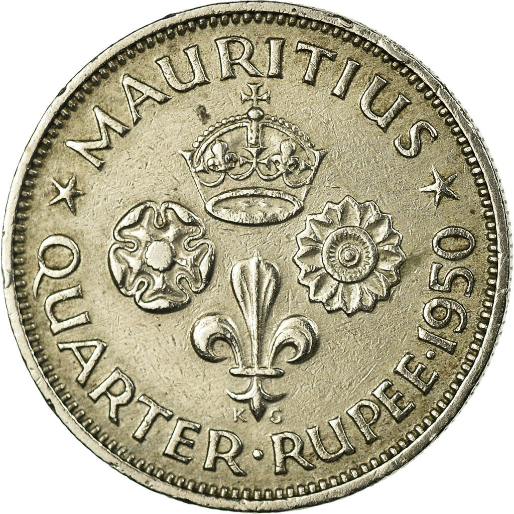 Münze, Mauritius, George VI, 1/4 Rupee, 1950, SS, Copper-nickel, KM:27