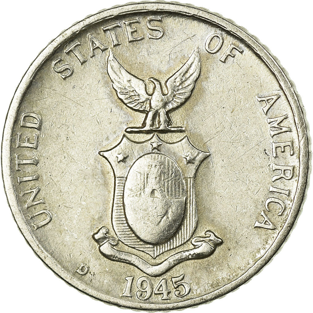 Moneta, Filippine, 10 Centavos, 1945, BB, Argento, KM:181